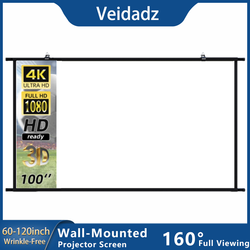 Projector Screen 100 Inch - VEIDADZ Projector Screen Wall Mounted 60-120