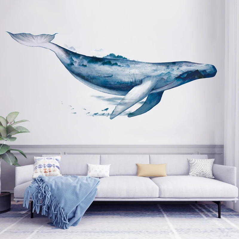 Home Cinema Wallpaper - Creative Wall Stickers Ink Wash Whale