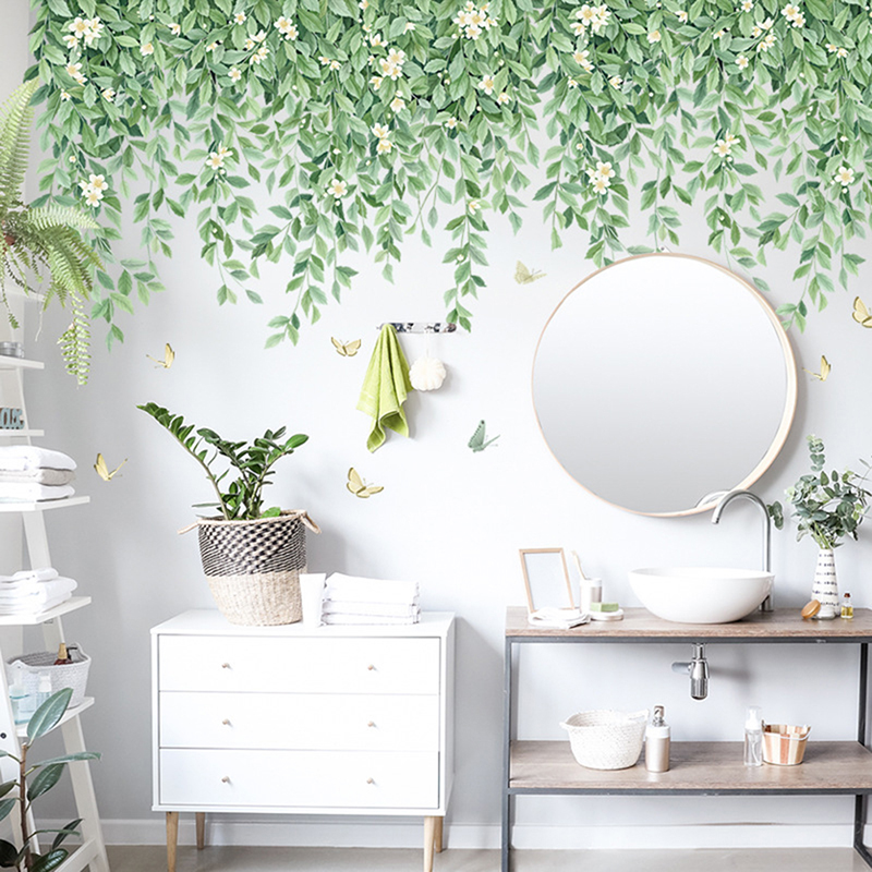 Home Cinema Wallpaper - Nordic Fresh Plant Wall Stickers Top