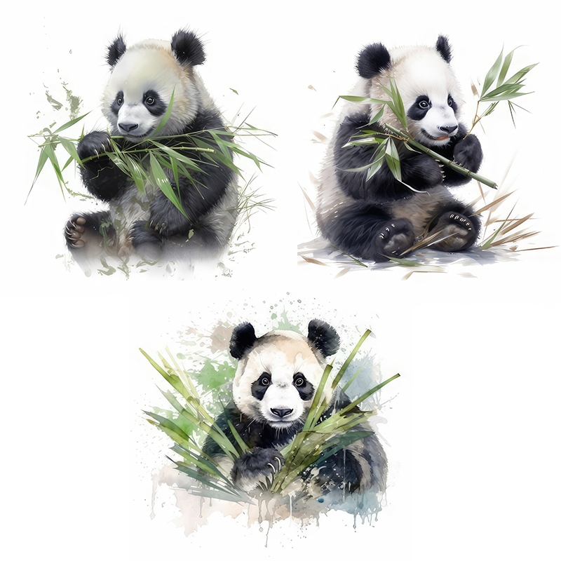 Home Cinema Wallpaper - C76# Watercolor Panda Wall Stickers Children's