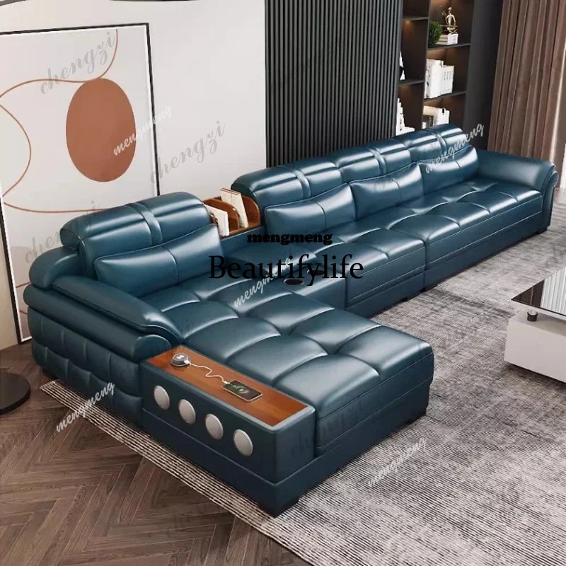 Home Cinema In Small Room - D5556 Genuine Leather Small Apartment Sofas