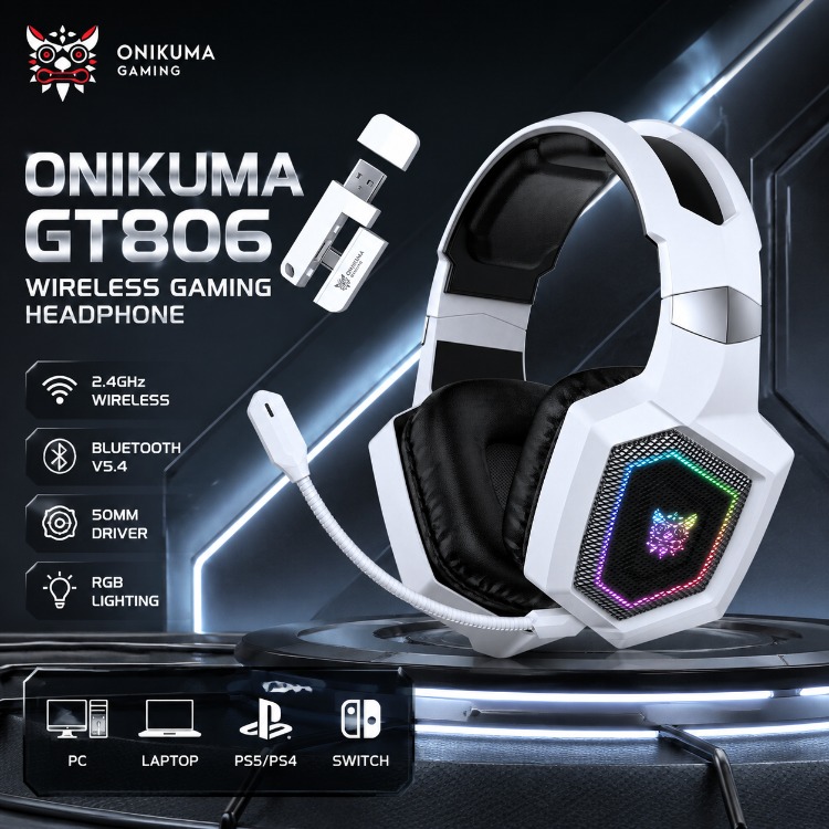 Home Cinema Headphones - ONIKUMA GT806 Gaming Headset 2.4GHz Wireless