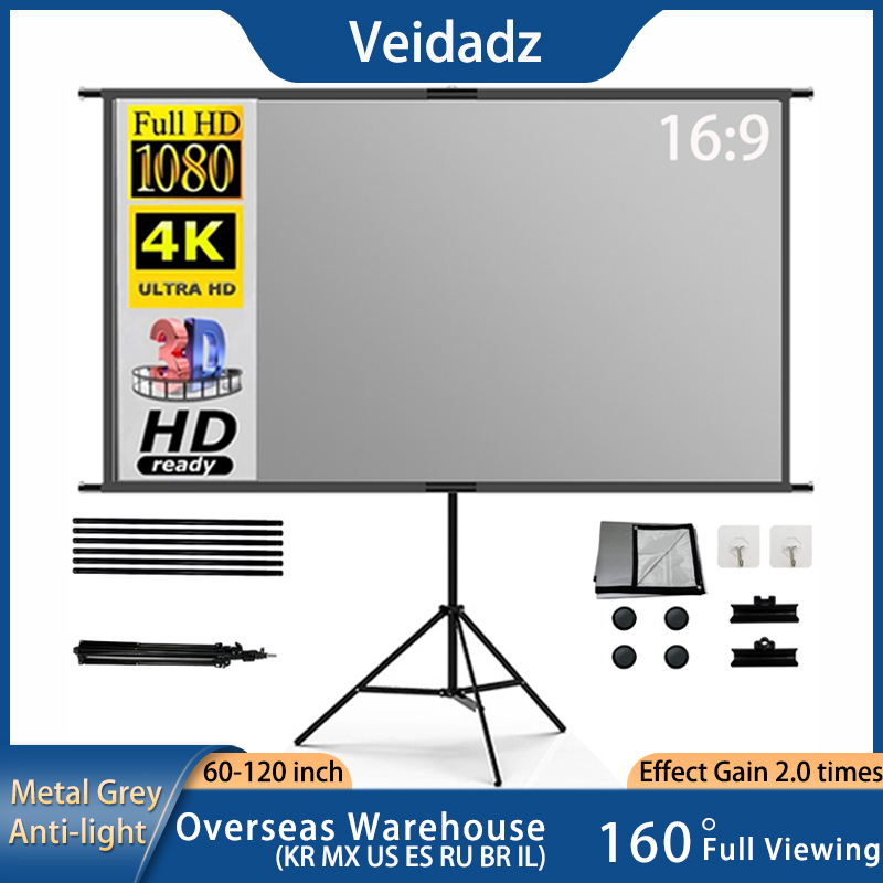 VEIDADZ Projector Screen With  - Projector Screen 100 Inch recension och pris