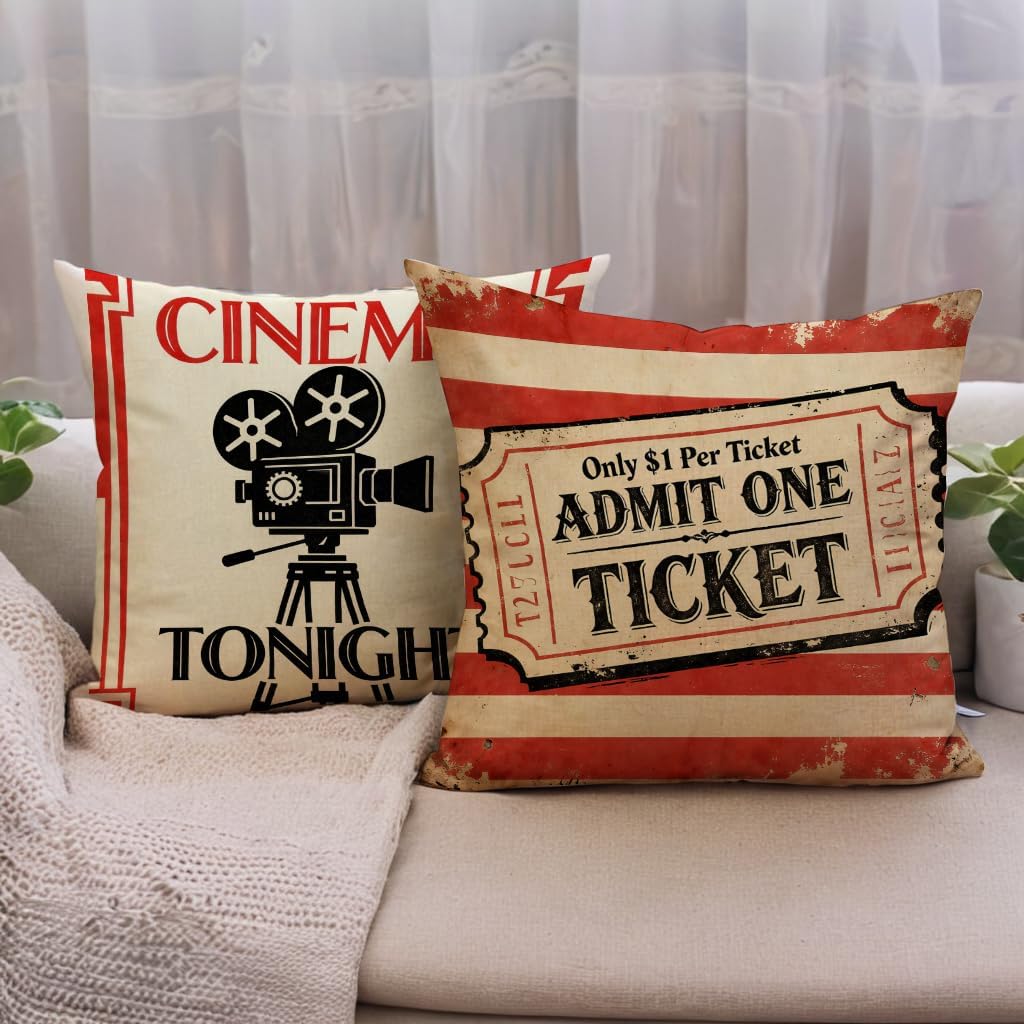 4Pcs Vintage Cinema Throw Pill - Home Cinema Tickets recension och pris