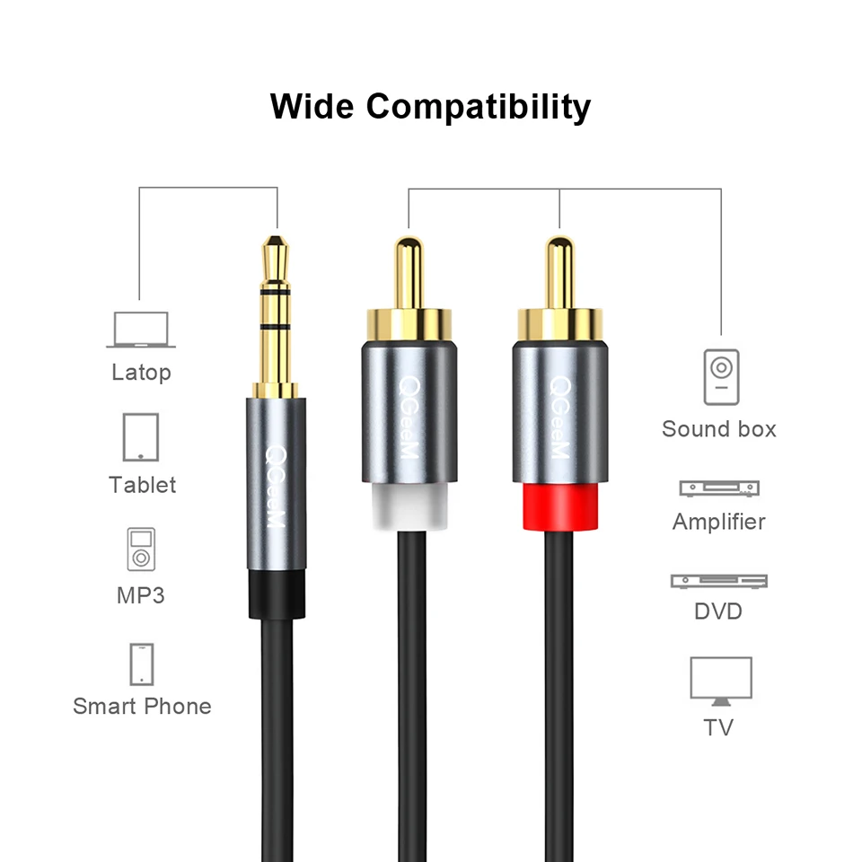 QGeeM RCA Cable 2RCA to 3.5 Au - Home Cinema Marantz recension och pris