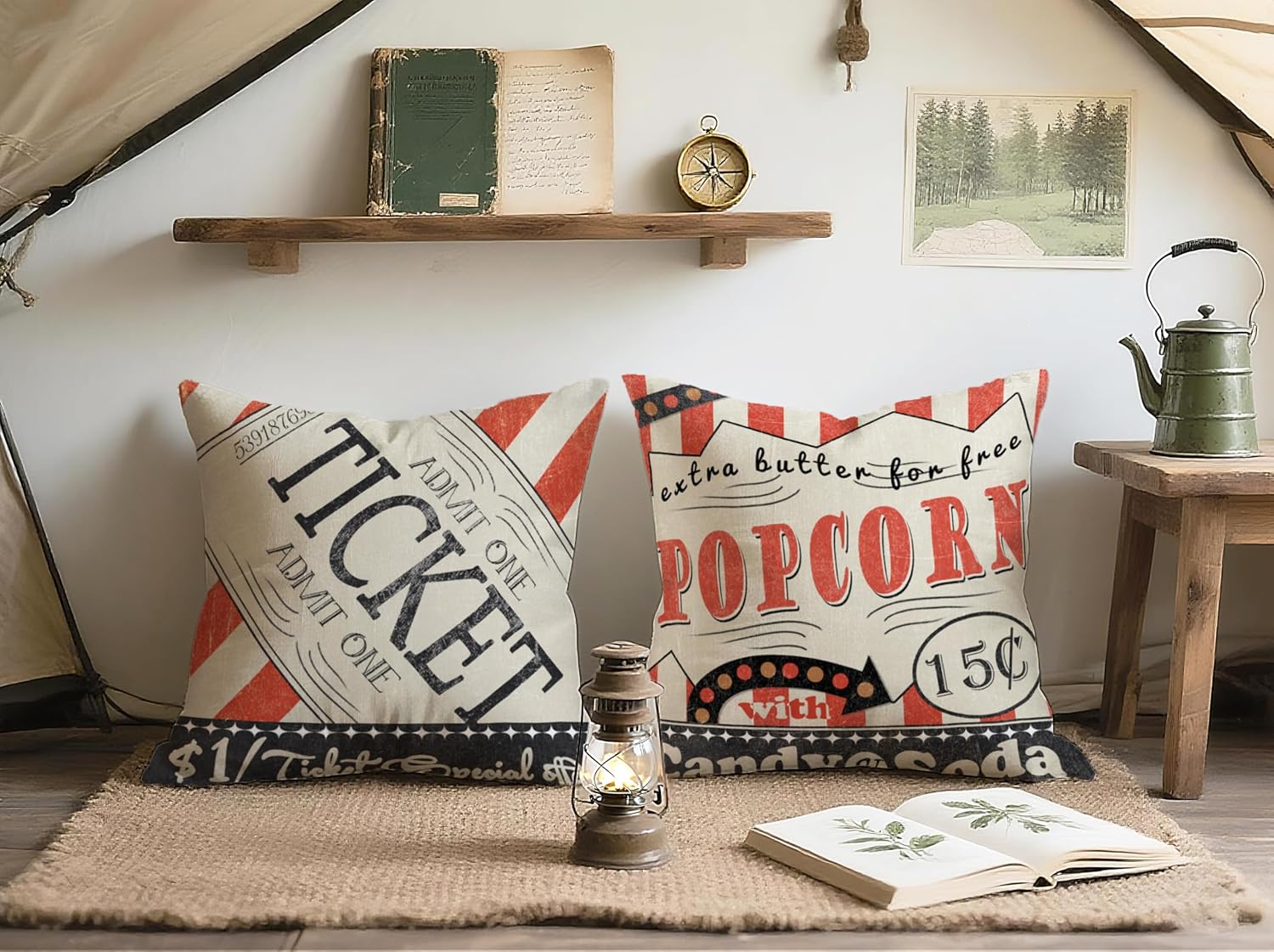 4Pcs Retro Cinema Throw Pillow - Home Cinema Tickets recension och pris