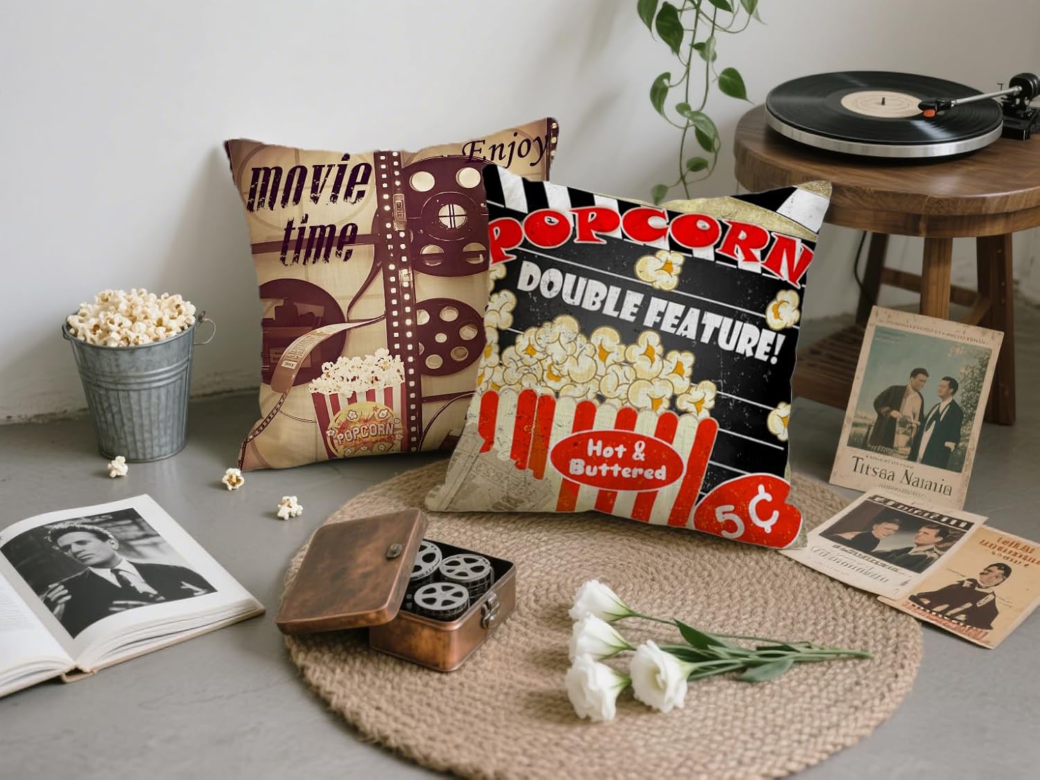 4Pcs Retro Cinema Throw Pillow - Home Cinema Tickets recension och pris