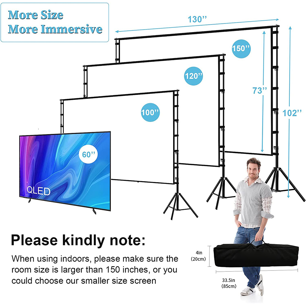 VEIDADZ Projector Screen With  - Projector Screen 100 Inch recension och pris
