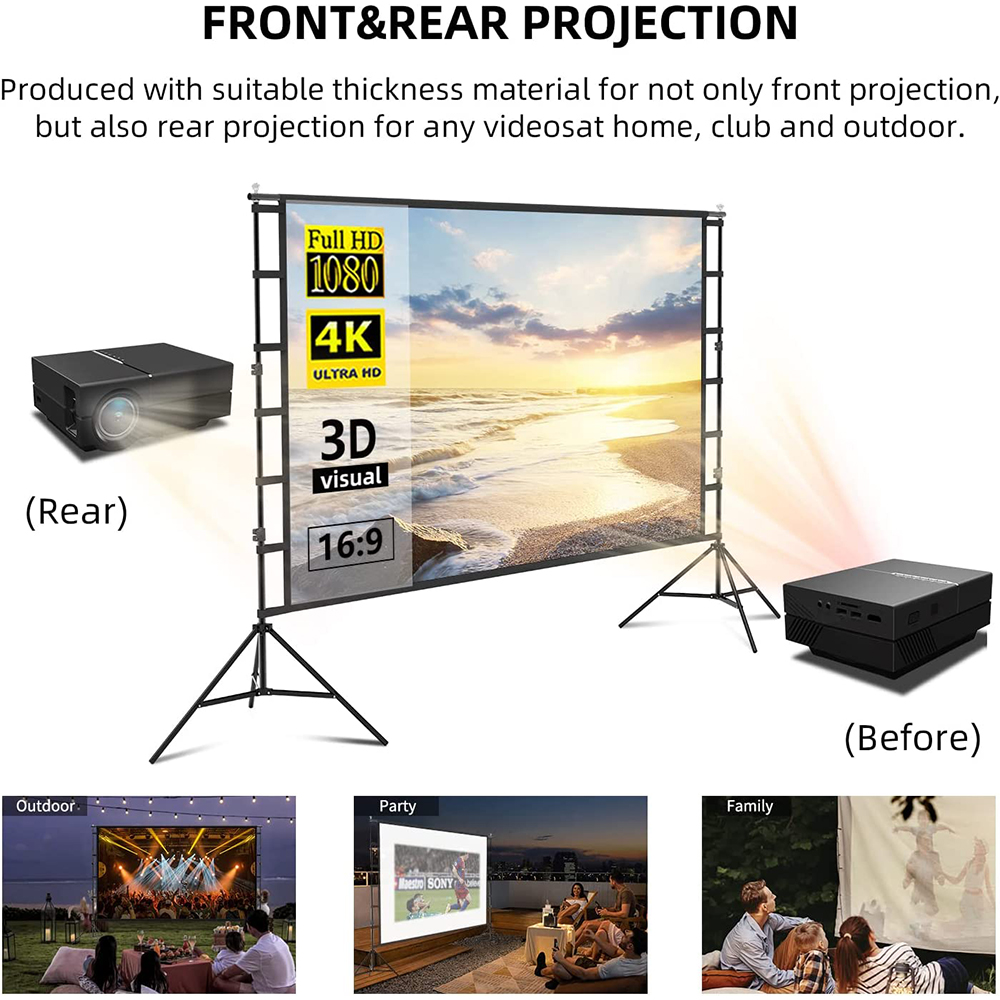 VEIDADZ Projector Screen With  - Projector Screen 100 Inch recension och pris