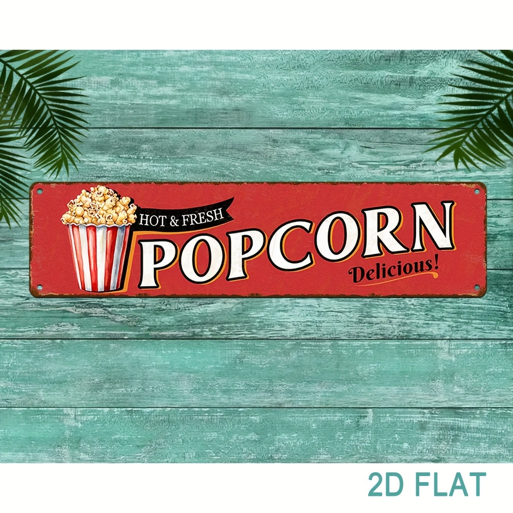 Vintage Aluminum Popcorn Sign  - Home Cinema Wall Design recension och pris