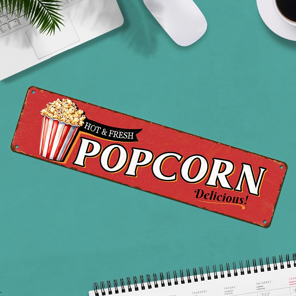 Vintage Aluminum Popcorn Sign  - Home Cinema Wall Design recension och pris