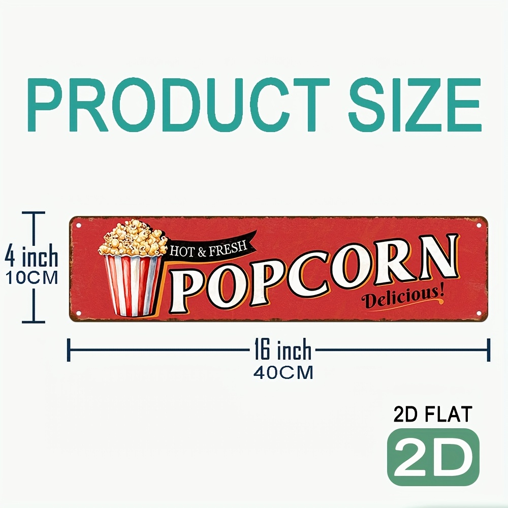 Vintage Aluminum Popcorn Sign  - Home Cinema Wall Design recension och pris
