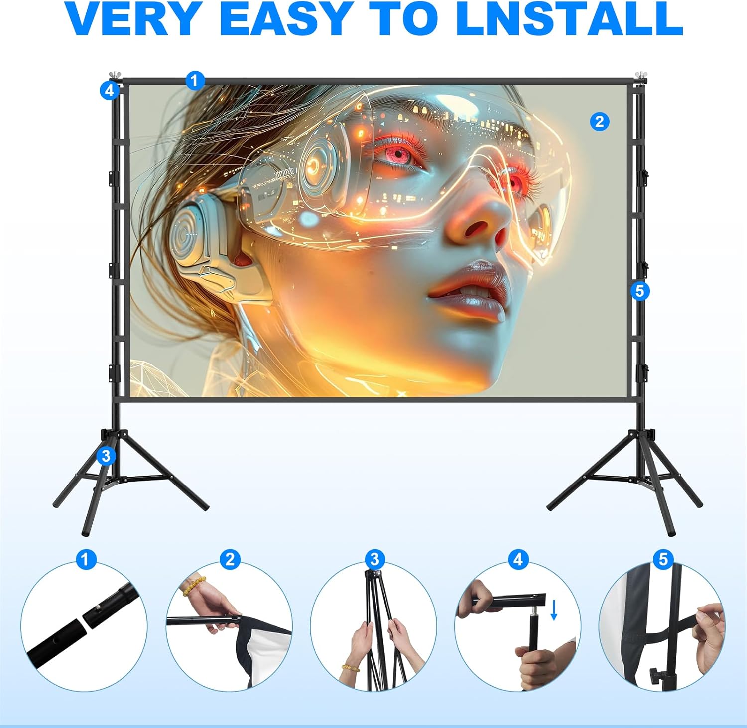 VEIDADZ Projection Screen With - Projector Screen 100 Inch recension och pris