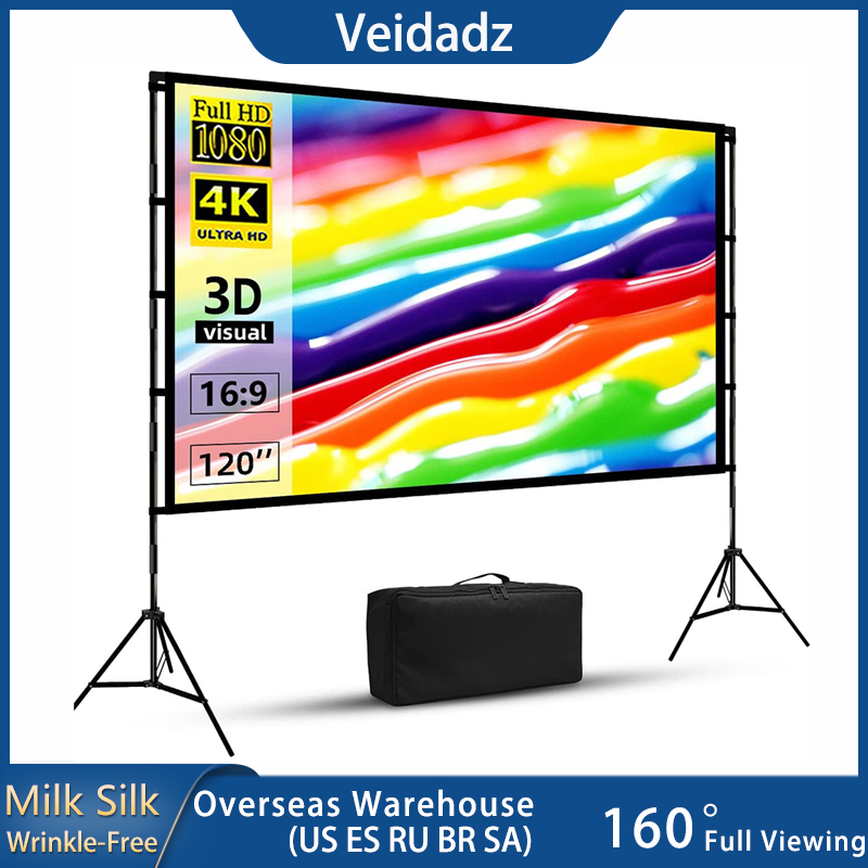 VEIDADZ Projector Screen With  - Projector Screen 100 Inch recension och pris