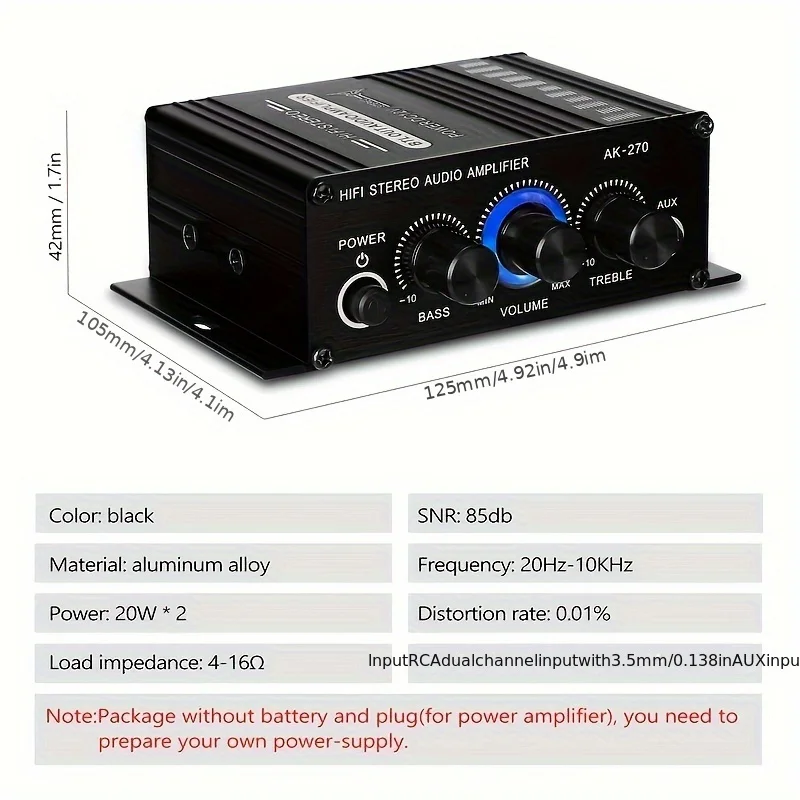 AK-270 400W Mini Power Amplifi - Home Cinema Solution recension och pris
